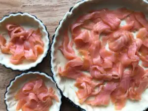 show pastry and salmon